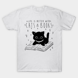 Funny Cute Cats and Book Perfect Gift for Cat Lover and Book Lover T-Shirt